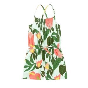 Tea Collection Tropical Floral Smocked Romper Size 3 NWT Cotton Summer